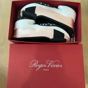 Roger Vivier Viv Run Ball Sneakers Black Pink Strappy Buckle Tennis Shoes Sz 38